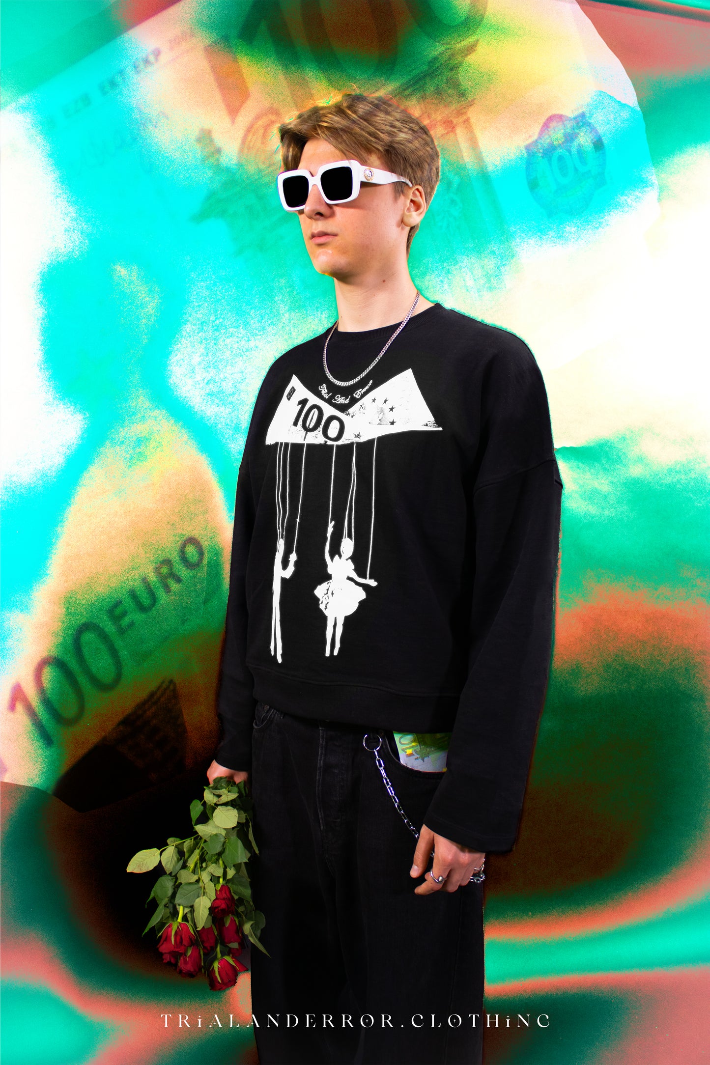 Money World Oversized Sweatshirt - Black