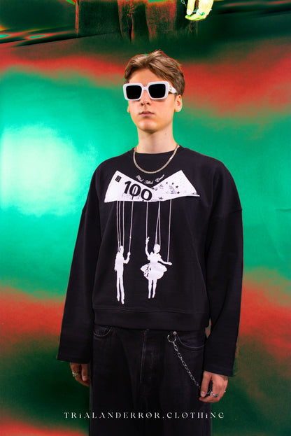 Money World Oversized Sweatshirt - Black