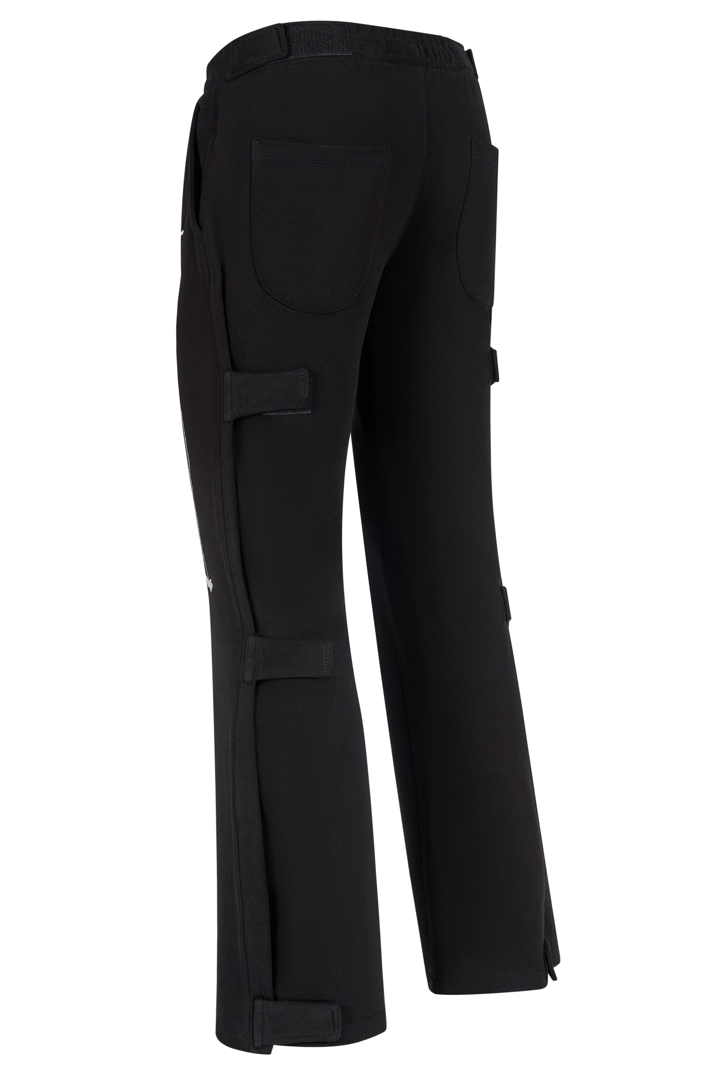 Side view of Money World Adjustable Wide Fit Sweatpants - Black