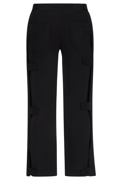 Back view of Money World Adjustable Wide Fit Sweatpants - Black